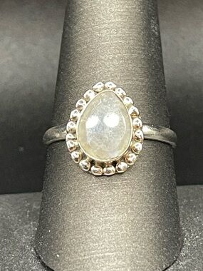 Sterling Silver Teardrop Moonstone Ring in White